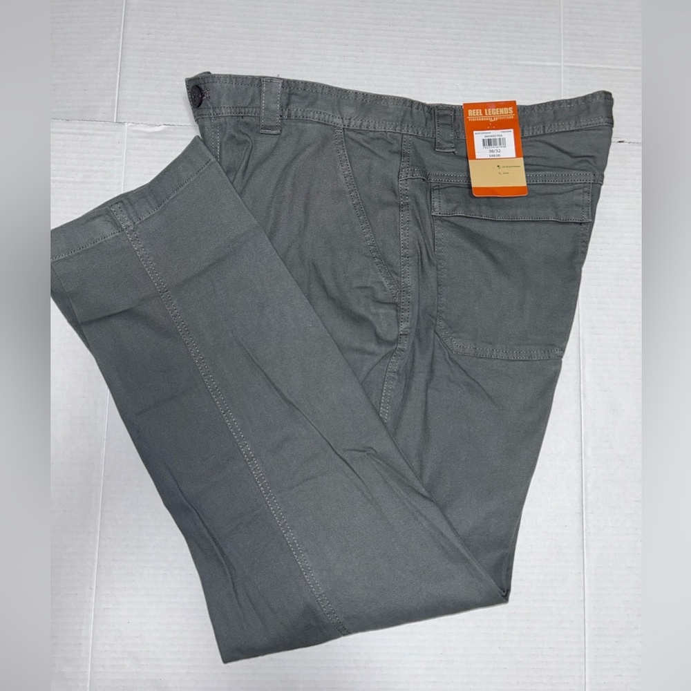 Reel Legends Canvas Pants, Stretch Men's Size 38x32 Gray  Fishing Outdoors